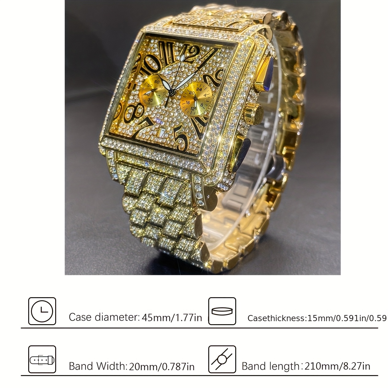 Men's Classic Hip-Hop Multifunction Chronograph Watch